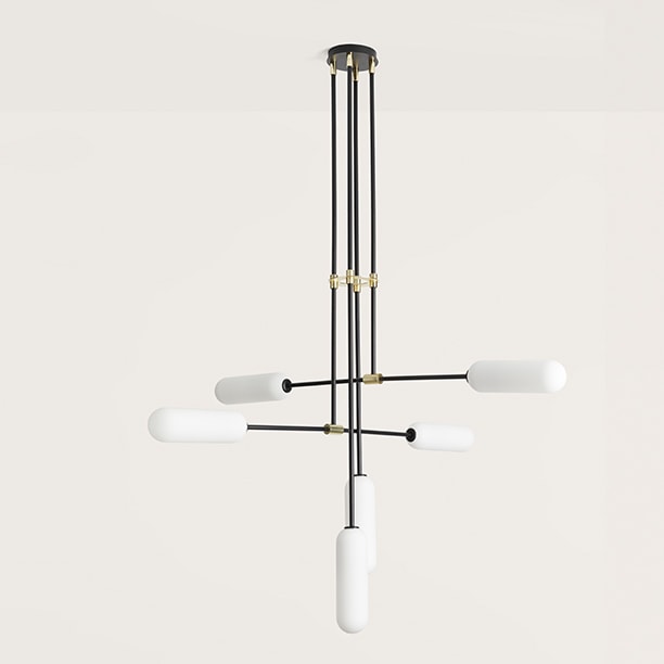 【aromas】 スペイン・インテリア照明「ATIL」ペンダントライト 6灯 ブラック／ゴールド (W1275mm)