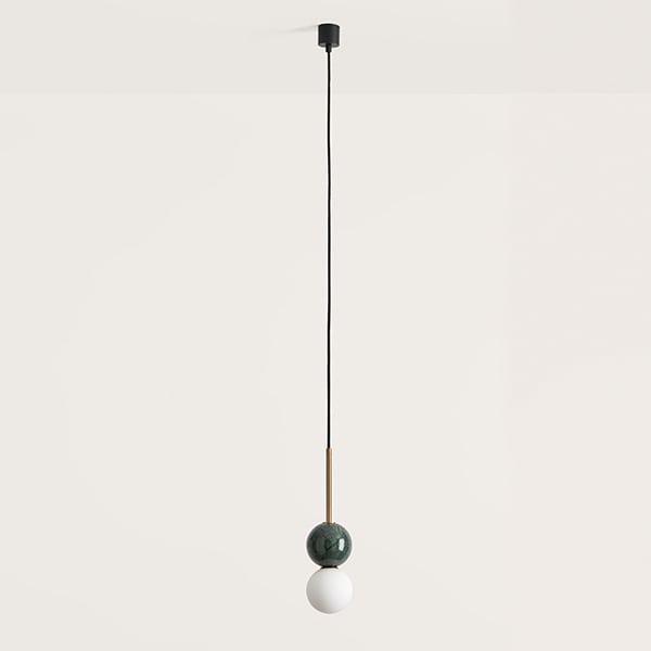 【aromas】 スペイン・インテリア照明「DALT」ペンダントライト 1灯 ブラック／ゴールド (φ100×H360mm)