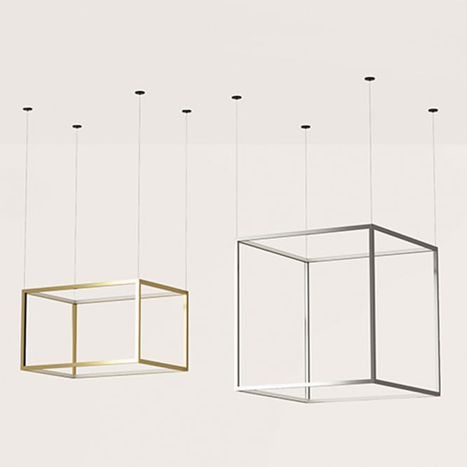 【aromas】 スペイン・インテリア照明「CUBE-X」ペンダントライト ゴールド／シルバー (W440×D440×H440mm)