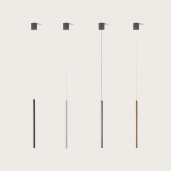 【aromas】 スペイン・インテリア照明「MIKA」ペンダントライト ゴールド／ホワイト／ブラック／ブロンズ (φ25×H450mm)