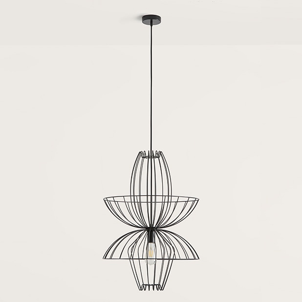 【aromas】 スペイン・インテリア照明「ELLEN」ペンダントライト 1灯 ブラック／シルバー／ホワイト／ゴールド (φ500×H700mm)