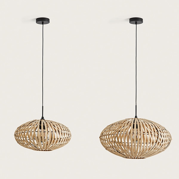 【aromas】 スペイン・インテリア照明「ANYA」ペンダントライト 1灯 ナチュラル (φ400×H220mm)