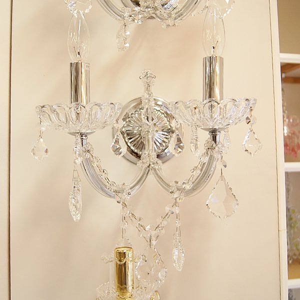 【美品】フランスアンティーク クリスタルドロップ 2灯ブラケット[2409] アンティークシャンデリア フランスアンティーク クリスタル