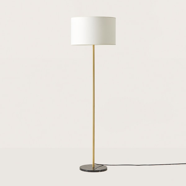 【aromas】 スペイン・インテリア照明「HEDRA」フロアライト 1灯 ブラック／ゴールド (φ250×H1100mm)