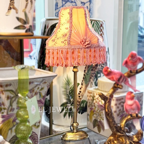 【1台在庫限り】【Dutch Style】オランダ-アンティーク調テーブルランプ ピンク（φ180×H390mm）