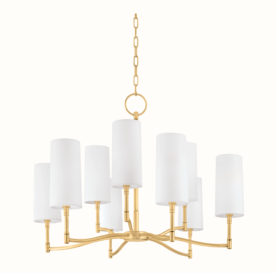 【HUDSON VALLEY】アメリカ・デザイン照明 モダンシャンデリア「Dillon」9灯 ゴールド（W762×H571mm）