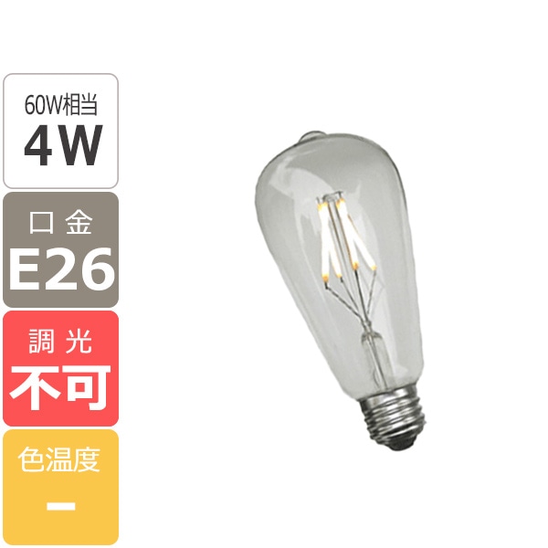 【国内メーカー】【LED電球】エジソン型LED電球　口金E26（φ64xH145mm）※調光不可