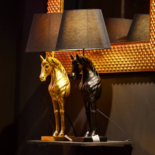 【1台在庫有！】【ドイツ・WERNER VOβ】「Wendy」ホース テーブルランプ ブラック（W300×D300×H685mm）