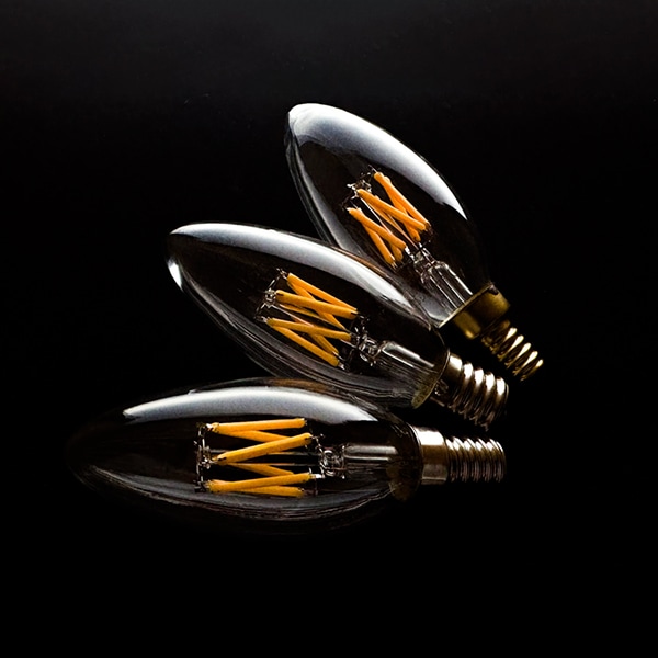 【廃番】【国内メーカー】LEDフィラメント電球　シャンデリア球／3.5W（口金：E17）※調光対応