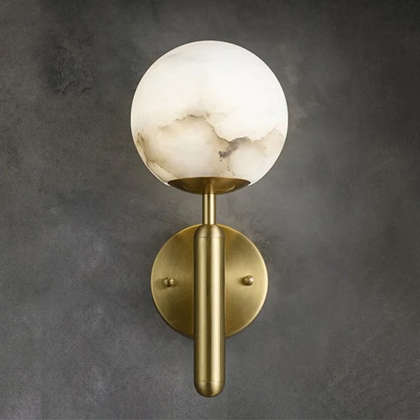デザイン照明　モダン　大理石ガラスボールシェード　ウォールライト（W120／150mm）