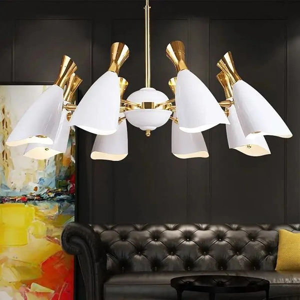 インテリア照明 ホワイトシェードシャンデリア 6／8／10／12灯（Φ850