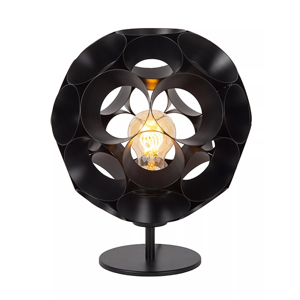 【LUCIDE】ベルギー デザイン照明 テーブルライト「HANNELORE」Black（φ250×H292mm）
