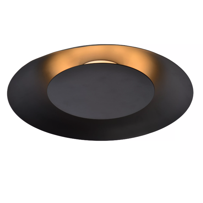 【LUCIDE】ベルギー デザイン照明 シーリングライト「FOSKAL」Black （φ345×H73mm）