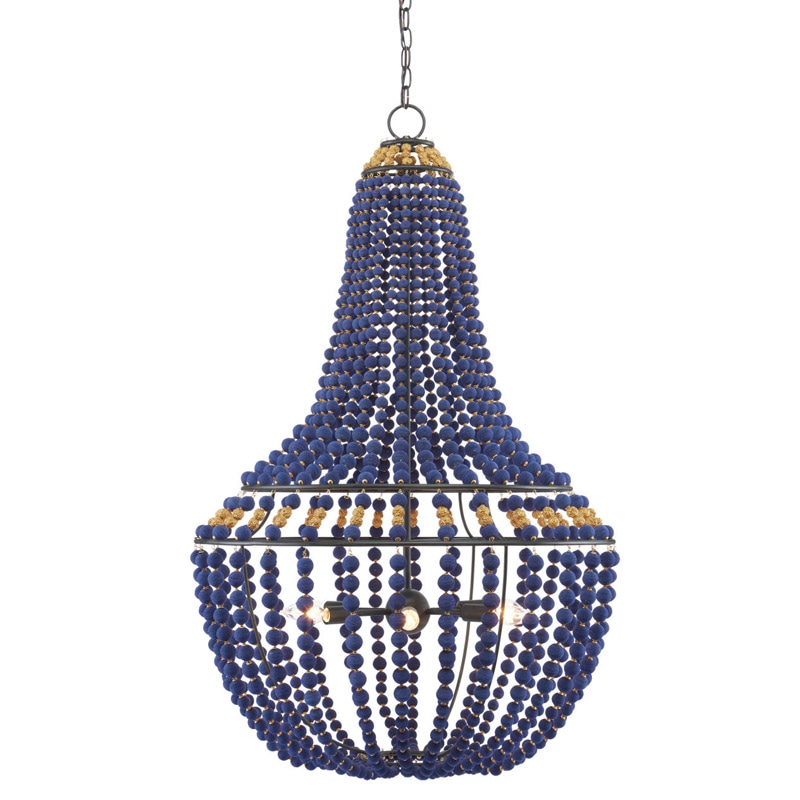 【CURREY】アメリカ・シャンデリア 6灯「Penelope」ブルー（φ685×H1092mm）