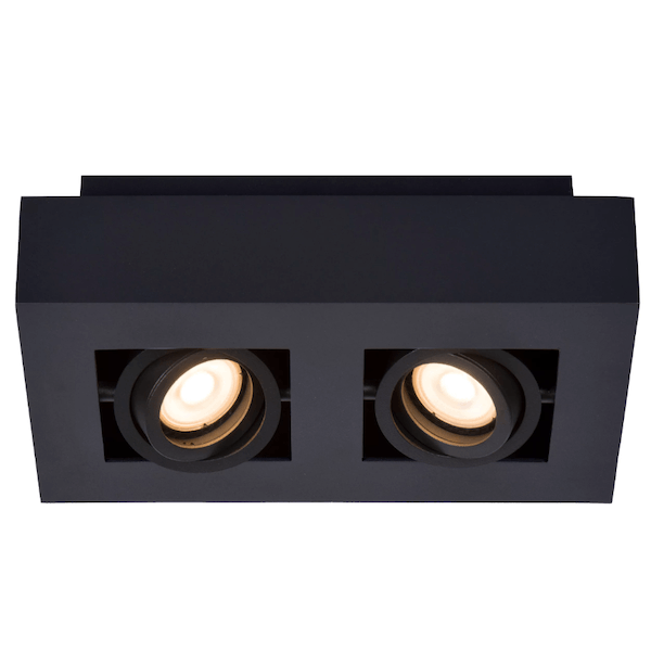 【LUCIDE】ベルギー デザイン照明 シーリングライト「XIRAX」Black 2灯（W250×D140×H88mm）