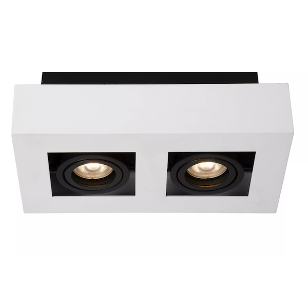 【LUCIDE】ベルギー デザイン照明 シーリングライト「XIRAX」White 2灯（W250×D140×H88mm）
