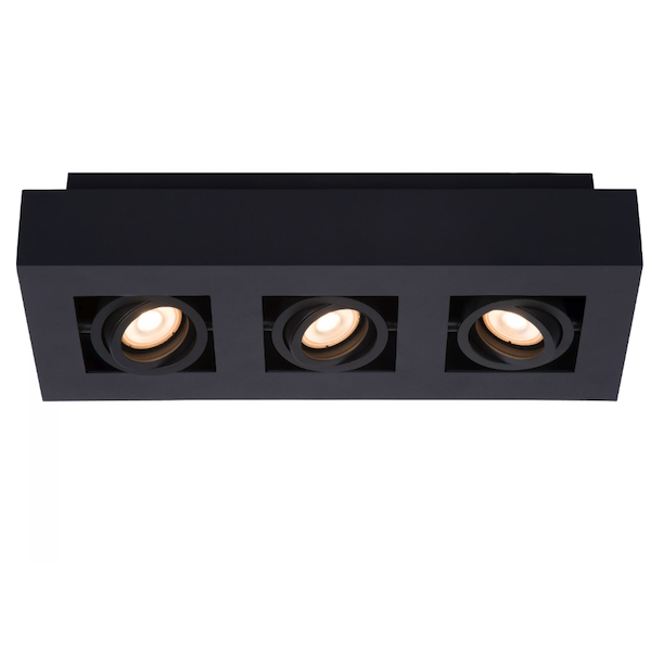 【LUCIDE】ベルギー デザイン照明 シーリングライト「XIRAX」Black 3灯（W360×D140×H88mm）