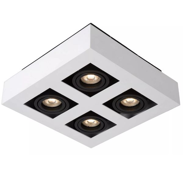 【LUCIDE】ベルギー デザイン照明 シーリングライト「XIRAX」White 4灯（W250×D250×H88mm）