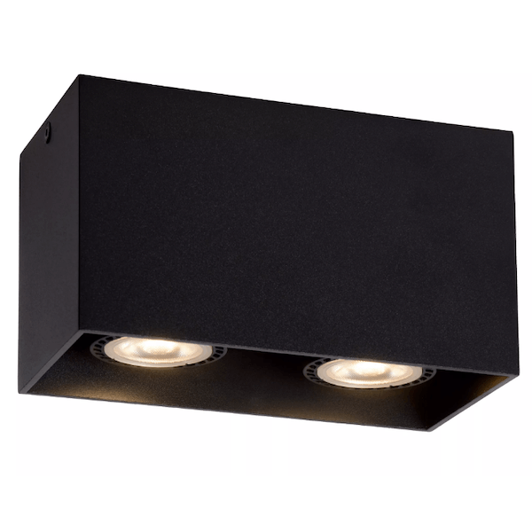【LUCIDE】ベルギー デザイン照明 シーリングライト「BODI」Black 2灯（W165×D80×H95mm）