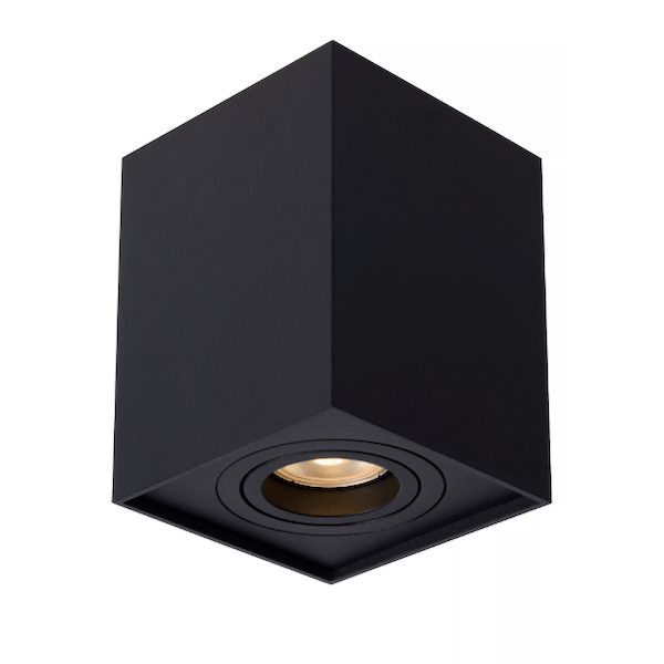 【LUCIDE】ベルギー デザイン照明 シーリングライト「TUBE」Black 1灯（W96×D96×H125mm）