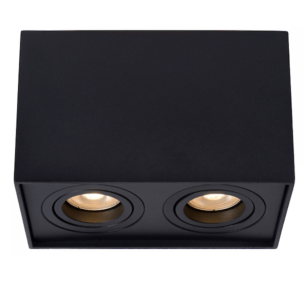 【LUCIDE】ベルギー デザイン照明 シーリングライト「TUBE」Black 2灯（W185×D96×H125mm）