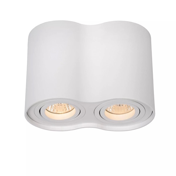 【LUCIDE】ベルギー デザイン照明 シーリングライト「TUBE」White 2灯（W177×W95×H125mm）