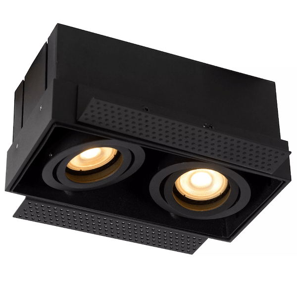 【LUCIDE】ベルギー デザイン照明 シーリングライト「TRIMLESS」Black 2灯（W185×D157×H90mm）