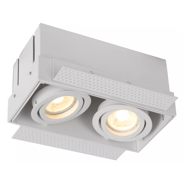 【LUCIDE】ベルギー デザイン照明 シーリングライト「TRIMLESS」White 2灯（W185×D157×H90mm）