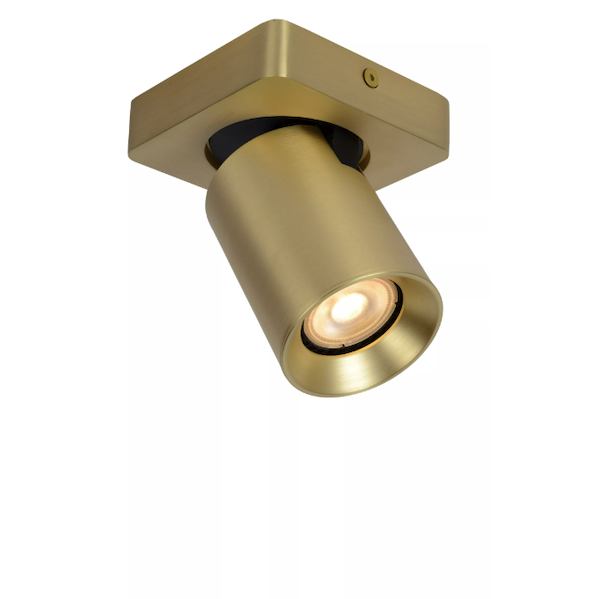 【LUCIDE】ベルギー デザイン照明 シーリングライト「NIGEL」Gold 1灯（W100×D100×H115mm）