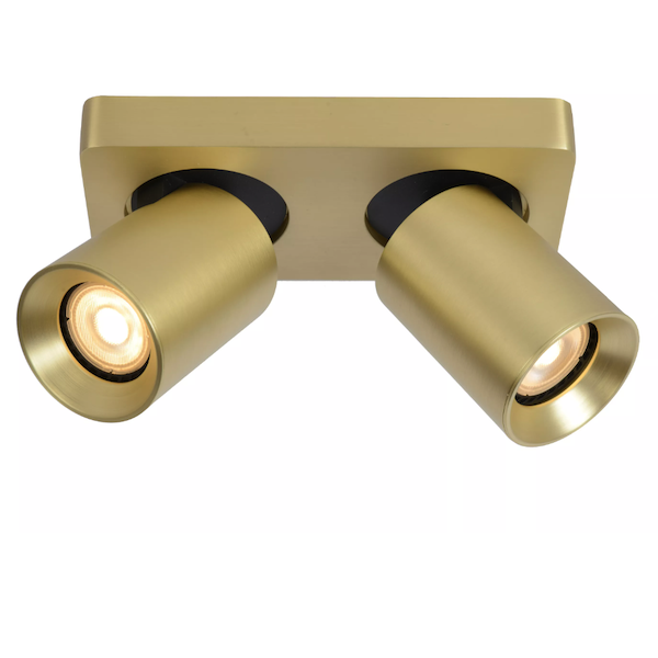 【LUCIDE】ベルギー デザイン照明 シーリングライト「NIGEL」Gold 2灯（W200×D100×H115mm）