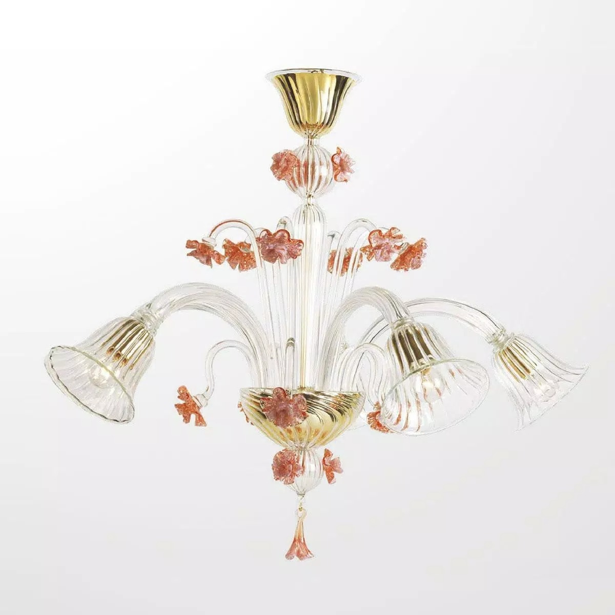 【MURANO GLASS CHANDELIERS】イタリア・ヴェネチアンガラスシャンデリア6灯「Megan」（W900×H800mm）