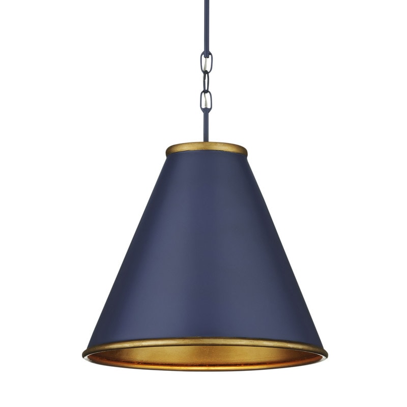 【CURREY】アメリカ・ペンダントライト 1灯「Pierrepont」ダークブルー×ゴールド（φ406×H476mm）