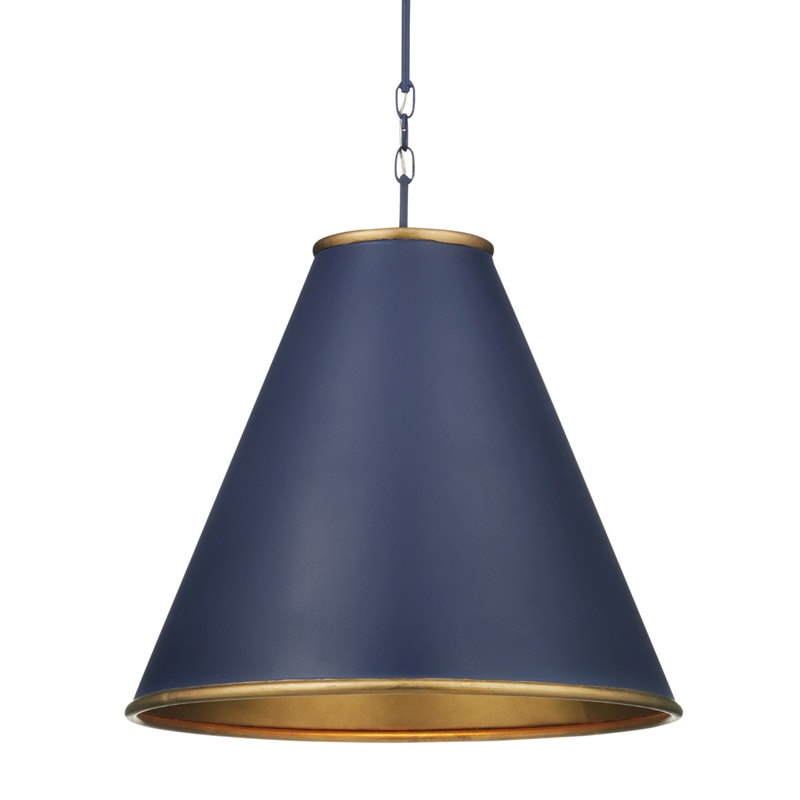 【CURREY】アメリカ・ペンダントライト 1灯「Pierrepont」ダークブルー×ゴールド（φ558×H571mm）