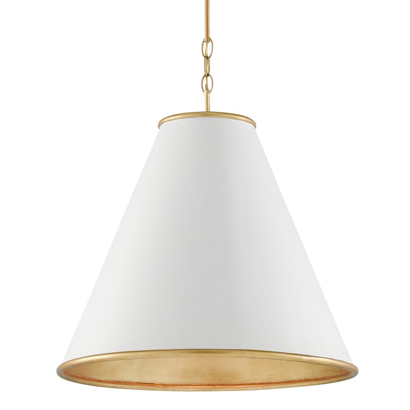 【CURREY】アメリカ・ペンダントライト 1灯「Pierrepont」ホワイト×ゴールド（φ558×H571mm）