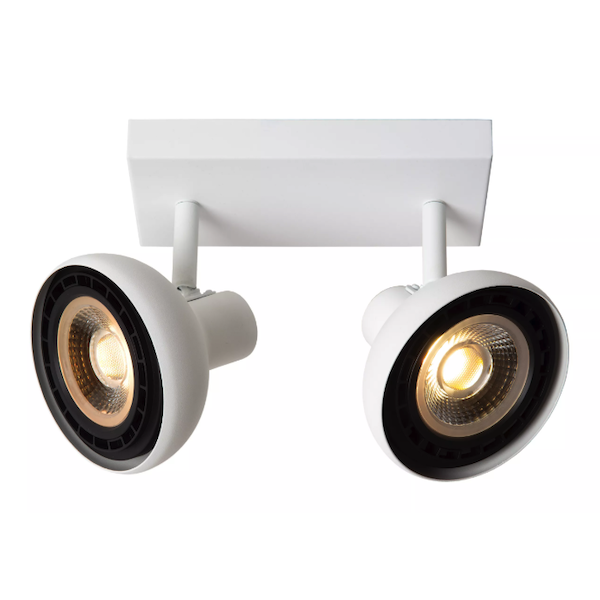 【LUCIDE】ベルギー デザイン照明 シーリングライト「SENSAS」White 2灯（W269×D121×H162mm）