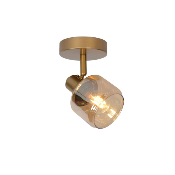 【2台在庫有！】【LUCIDE】ベルギー デザイン照明 シーリングライト「BJORN」Gold 1灯（W100×D140×H165mm）
