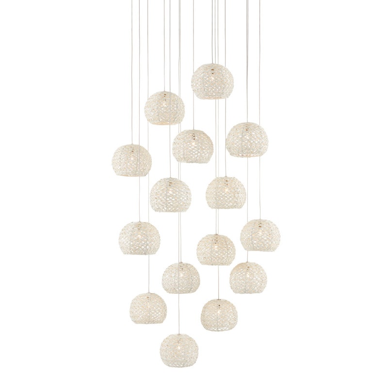 【CURREY】アメリカ・シーリングペンダントライト 15灯「Piero」ホワイト（φ635×H203mm）