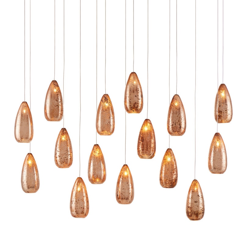 【CURREY】アメリカ・シーリングペンダントライト 15灯「Rame」コッパー（W1219×D304×H533mm）