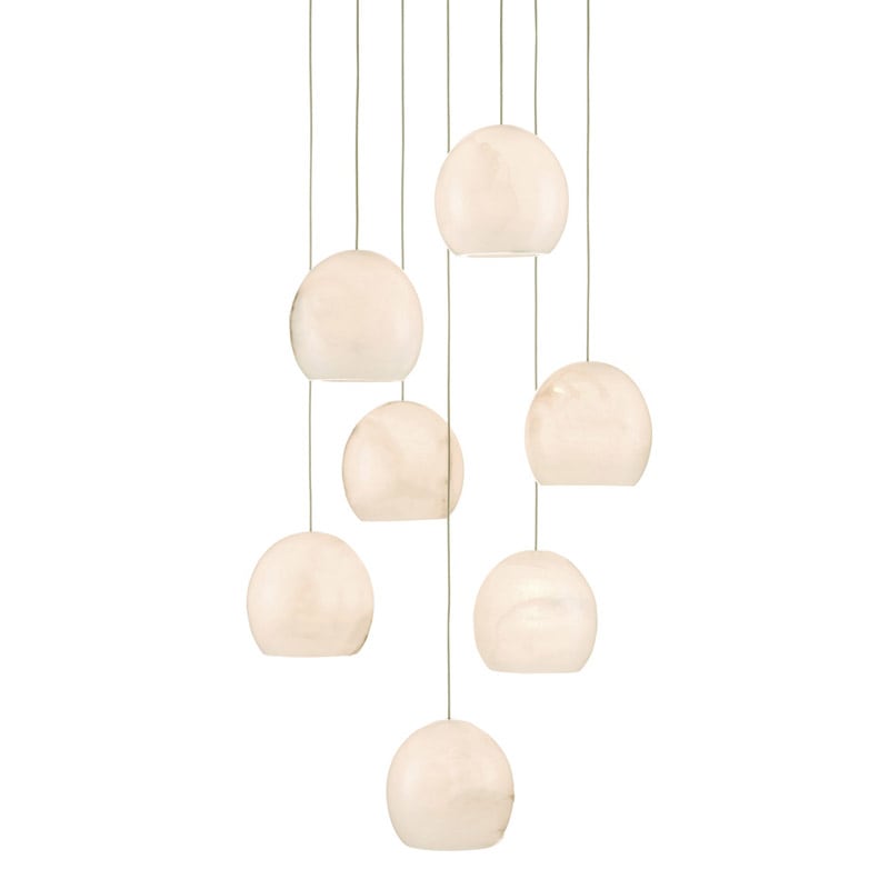 【CURREY】アメリカ・シーリングペンダントライト 7灯「Lazio」ホワイト（φ406×H330mm）