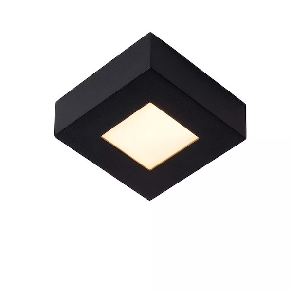 【LUCIDE】ベルギー デザイン照明 バスルームシーリングライト「BRICE-LED」Black（W108×D108×H39mm）