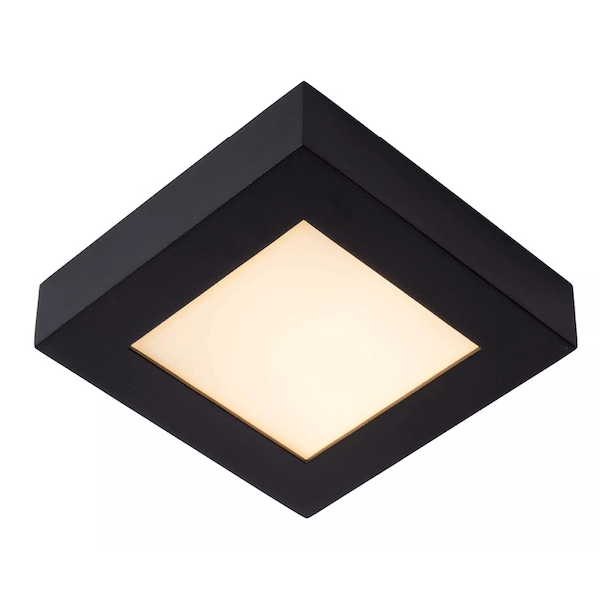 【LUCIDE】ベルギー デザイン照明 バスルームシーリングライト「BRICE-LED」Black（W168×D168×H39mm）