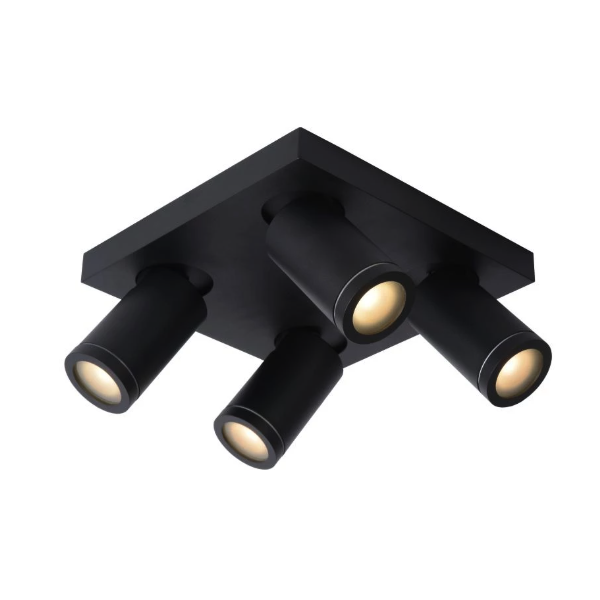 【LUCIDE】ベルギー バスルームシーリングスポットライト「TAYLOR」Black 4灯（W240×D240×H123mm）