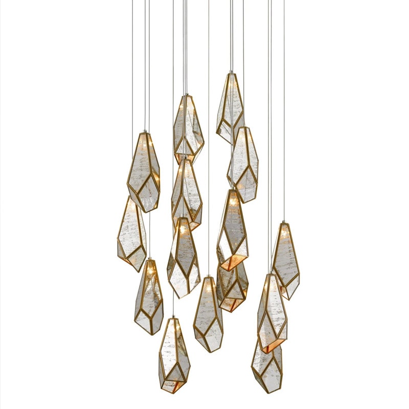 【CURREY】アメリカ・シーリングペンダントライト 15灯「Glace Mirror」ゴールド（φ584×H558mm）