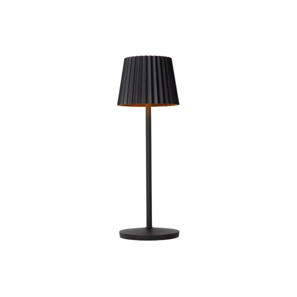 【LUCIDE】ベルギー インドア／アウトドアテーブルライト（充電式）「JUSTINE」Black（φ135×H380mm）