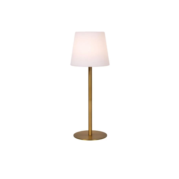 【LUCIDE】ベルギー インドア／アウトドアテーブルライト（充電式）「TYON」Gold（φ150×H410mm）