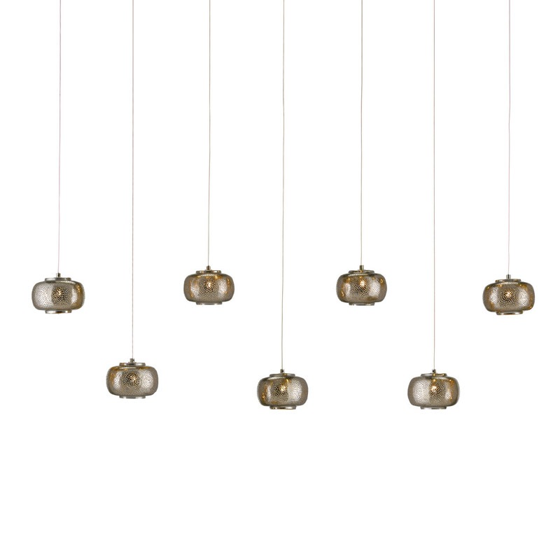 【CURREY】アメリカ・シーリングペンダントライト 7灯「Pepper」シルバー（W1524×D158×H279mm）