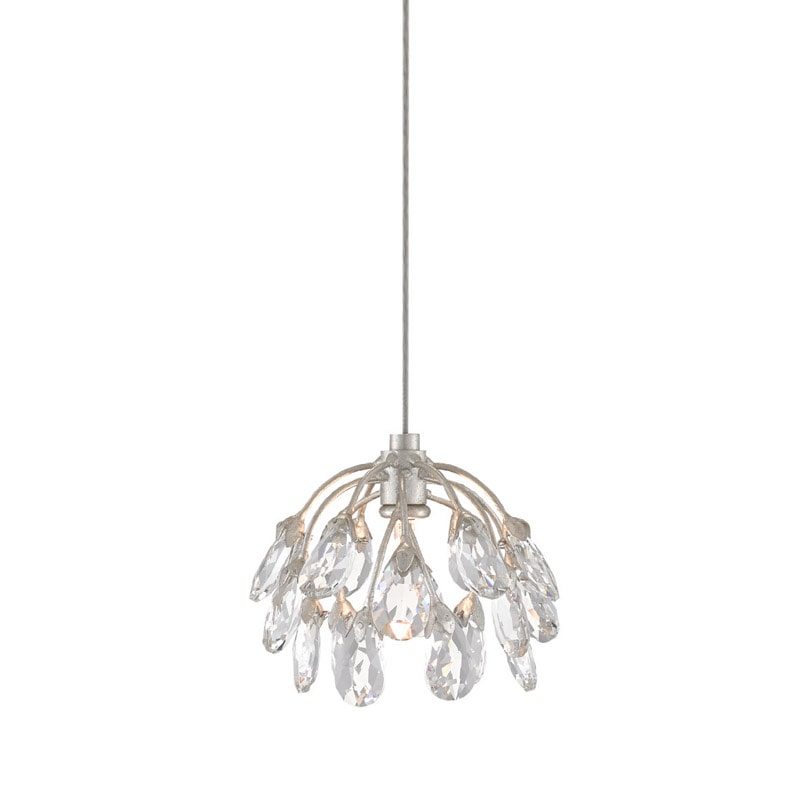 【CURREY】アメリカ・クリスタルペンダントライト 1灯「Crystal Bud」シルバー（φ203×H177mm）