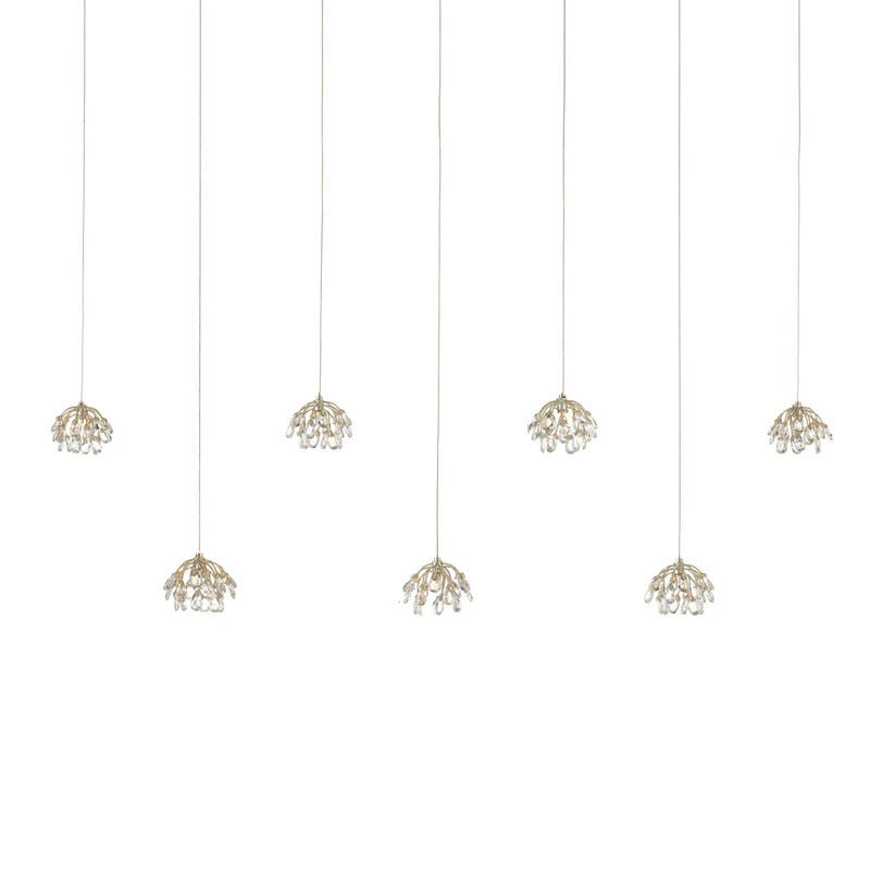 【CURREY】アメリカ・クリスタルシーリングペンダントライト 7灯「Crystal Bud」シルバー（W1473×D203×H177mm）