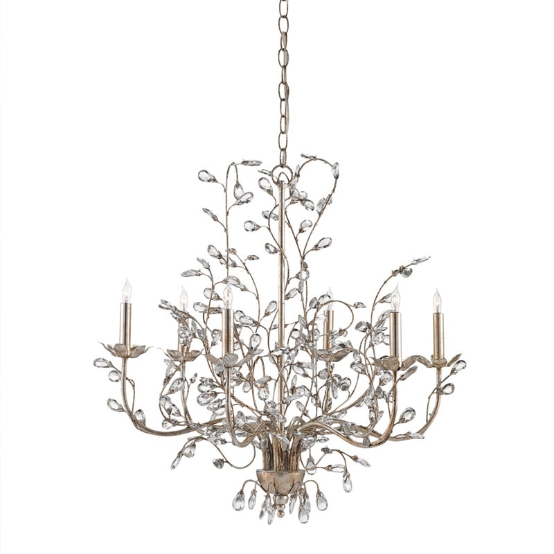 【CURREY】アメリカ・クリスタルシャンデリア 6灯「Crystal Bud」シルバー（φ711×H685mm）