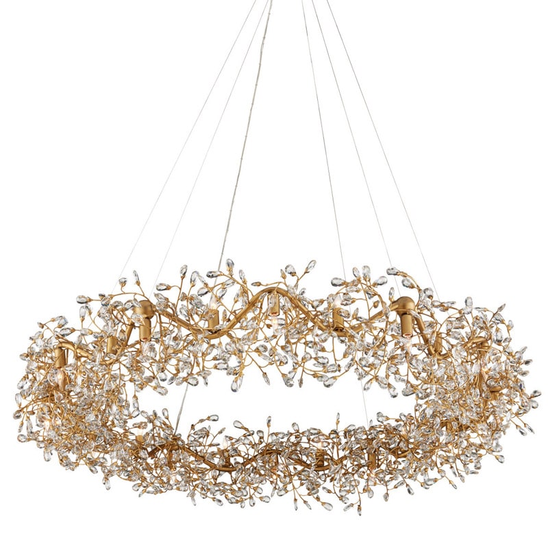 【CURREY】アメリカ・クリスタルリングシャンデリア 24灯「Crystal Bud」ゴールド（φ1460×H317mm）
